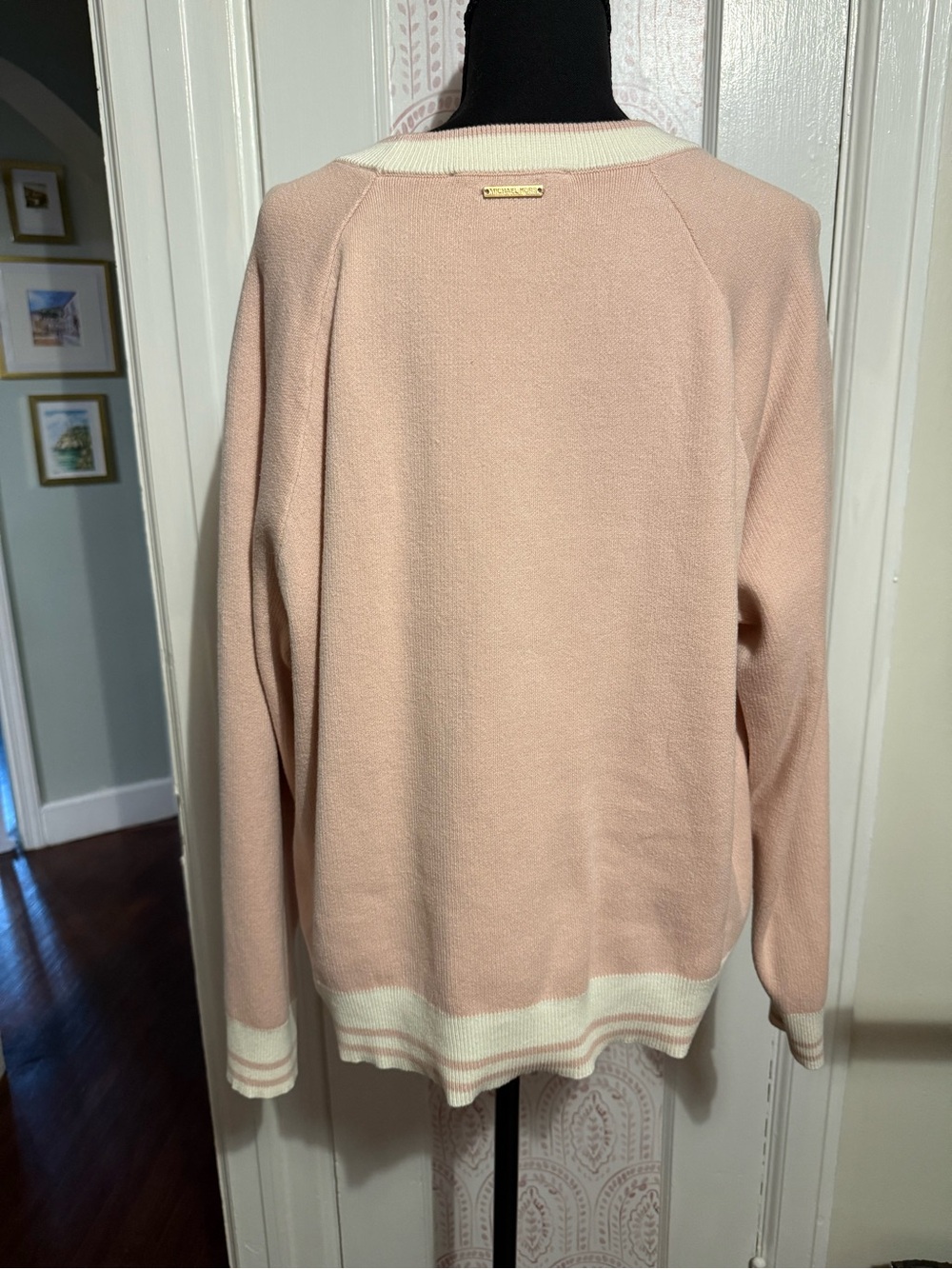 Michael Kors Pink and Cream 1981 Logo Sweater - Picture 2 of 4